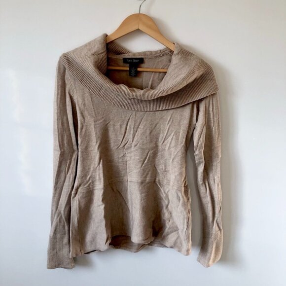 White House Black Market Tan Cowl Neck Sweater - Picture 3 of 7